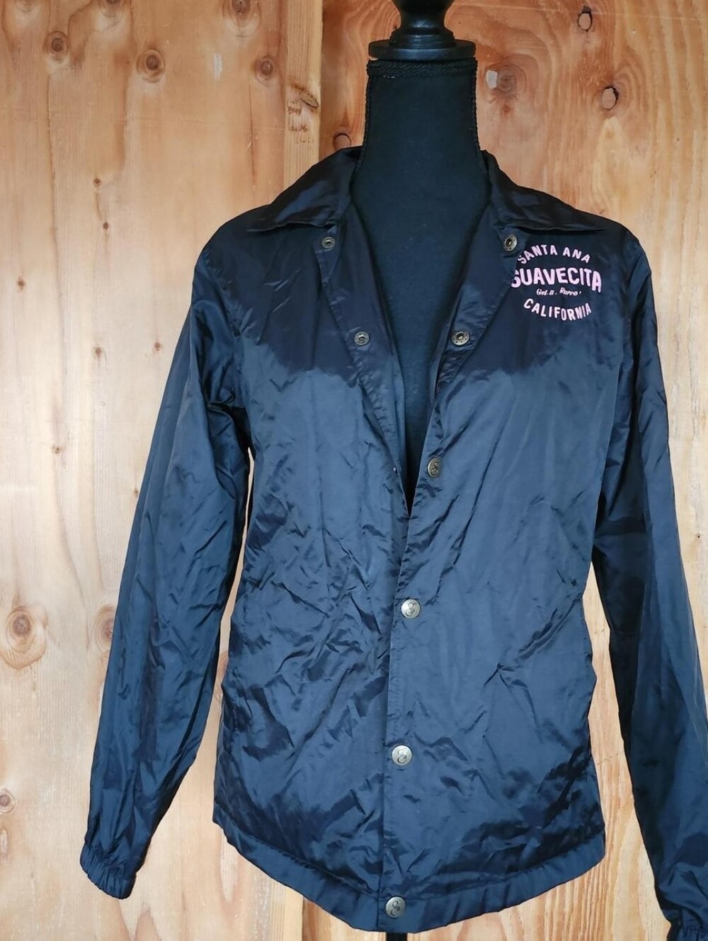 Dickies Black Windbreaker Jacket with Pink Chest Logo